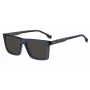 HUGO BOSS BLACK BOSS1765GSPJP miesten suorakaiteen muotoiset aurinkolasit - musta kehys, harmaat lasit, 55/18/150 mm