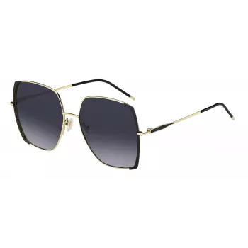 HUGO BOSS BLACK naisten aurinkolasit BOSS1707SRHL - kulmikas asetaattikehys, harmaat polykarbonaattilinssit, UV400-suoja, 58 mm lasin leveys
