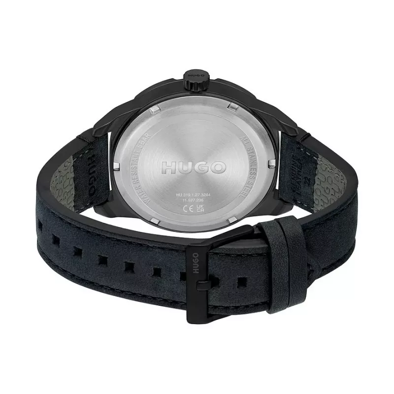 HUGO MAN 1530275 45mm kvartsikronografi kello sininen kellotaulu ruskea nahkaranneke