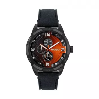 HUGO MAN 1530275 45mm kvartsikronografi kello sininen kellotaulu ruskea nahkaranneke