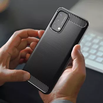 Hurtel Carbon Case joustava suojakotelo OnePlus Nord N200 5G musta