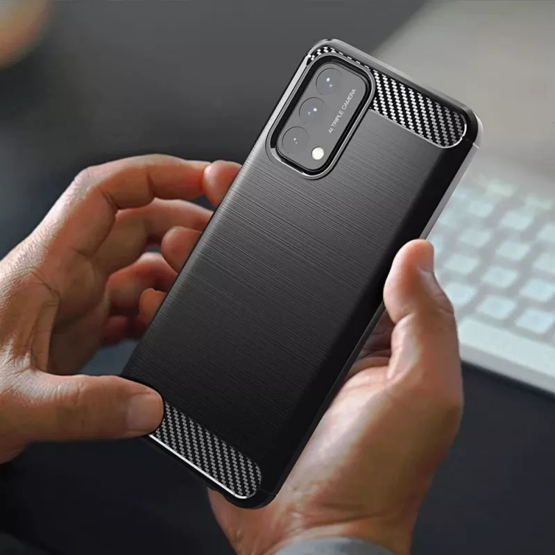 Hurtel Carbon Case joustava suojakotelo OnePlus Nord N200 5G musta