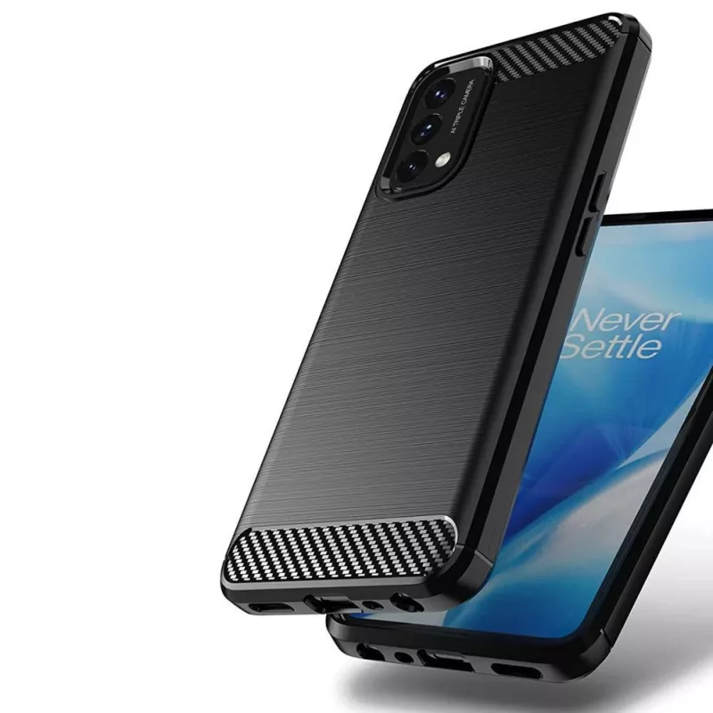 Hurtel Carbon Case joustava suojakotelo OnePlus Nord N200 5G musta