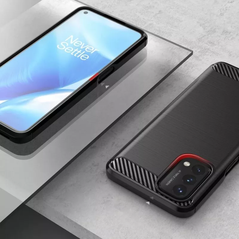 Hurtel Carbon Case joustava suojakotelo OnePlus Nord N200 5G musta