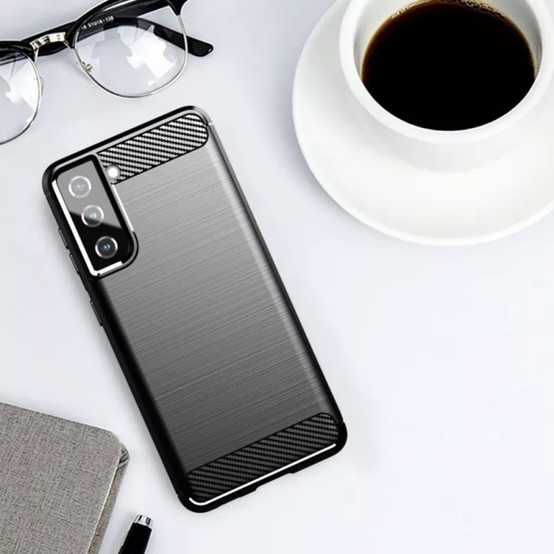 Hurtel Carbon Case joustava suojakotelo Samsung Galaxy S21 FE musta