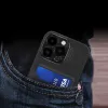 HURTEL iLike Apple iPhone 14 -nahkainen jalustakotelo korttikotelolla ja jalustalla musta