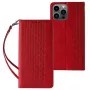 Hurtel Magnet Strap -kuori iPhone 13 Pro Max - lompakkokotelo irrotettavalla kaulanauhalla ja riipuksella - punainen