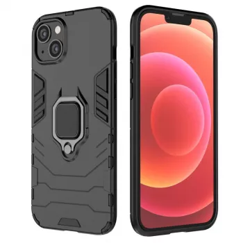 Hurtel Ring Armor -kotelo iPhone 14 Plus, panssaroitu kotelo magneettisella pidikkeellä, rengas, musta