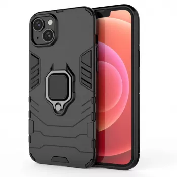 Hurtel Ring Armor -kotelo iPhone 14 Plus, panssaroitu kotelo magneettisella pidikkeellä, rengas, musta