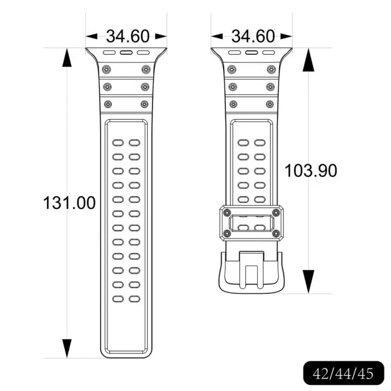 Hurtel Strap Triple Protection Apple Watch 42/44/45/49 mm ranneke - läpinäkyvä