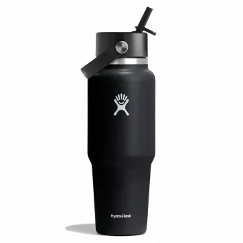 Hydro Flask Travel Bottle Wide Flex Straw Cap 32OZ 946ml musta
