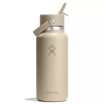 Hydro Flask Wide Mouth 32 oz Flex Straw Cap -tyhjiöeristetty ruostumattomasta teräksestä valmistettu vesipullo - Oat