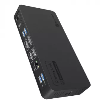 ICY BOX Heart Dock 2255 11-in-1-telakka, DisplayLink DL-6950, 2x HDMI/DP 4K@60Hz, 96W Power Delivery, Gigabit LAN, USB-C/A 10Gbps