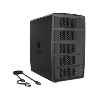 ICY BOX IB-RD3705-CU3 RAID-järjestelmä 5x 2.5/3.5 SATA HDD USB 3.2 Gen 1, 5 Gbps, RAID 0, 1, 10, 3, 5, Single, Large, Clone