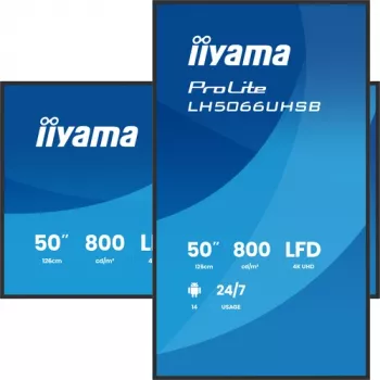 IIYAMA LH5066UHSB-B1AG 50 tuuman 4K UHD IPS digitaalinen infonäyttö Androidilla, 2x HDMI, USB-C, 500 cd/m²
