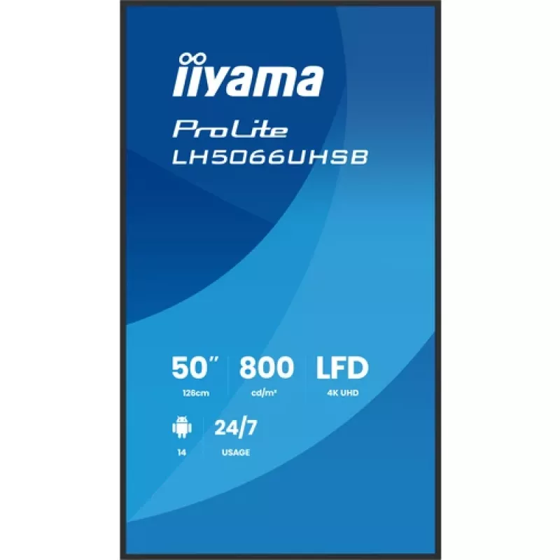 IIYAMA LH5066UHSB-B1AG 50 tuuman 4K UHD IPS digitaalinen infonäyttö Androidilla, 2x HDMI, USB-C, 500 cd/m²