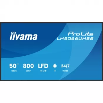 IIYAMA LH5066UHSB-B1AG 50 tuuman 4K UHD IPS digitaalinen infonäyttö Androidilla, 2x HDMI, USB-C, 500 cd/m²