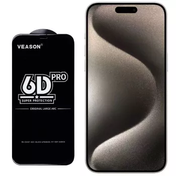 iLike 6D Full Face Glue 9H karkaistu lasi näytönsuojus Apple iPhone 15 Plus mustalla kehyksellä