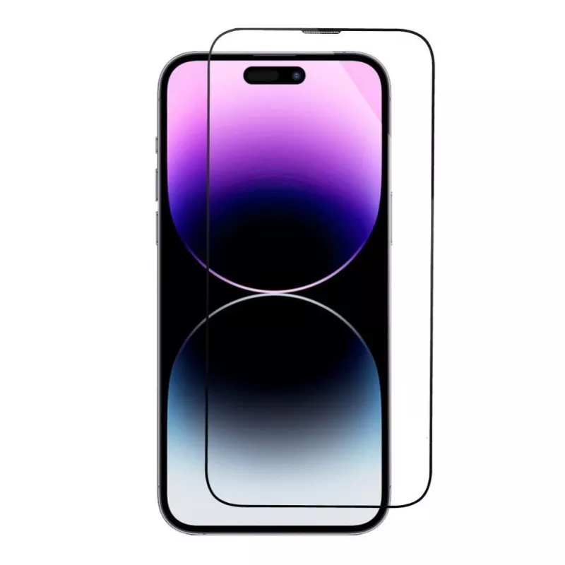 iLike Apple 5D Full Glue karkaistu lasi iPhone 13 / 13 Pro / 14 musta + asennusteline