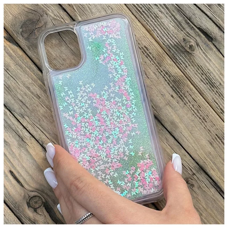 iLike Apple iPhone 11 silikonikuori Water Glitter pinkki