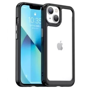 iLike Apple iPhone 14 kova kuori geelireunuksella läpinäkyvä musta