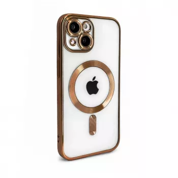 iLike Apple iPhone 15 Electroplate TPU -kotelo MagSafe-yhteensopiva läpinäkyvä kulta