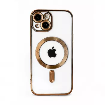iLike Apple iPhone 15 Electroplate TPU -kotelo MagSafe-yhteensopiva läpinäkyvä kulta