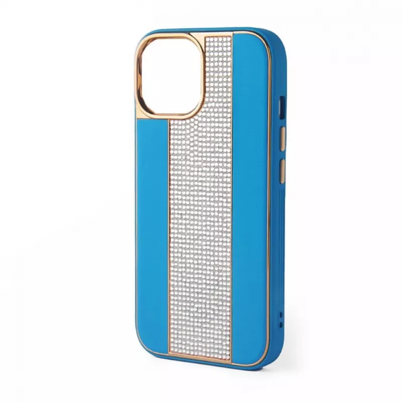 iLike Apple iPhone 15 Pro Max Diamonds and Leather Case sininen