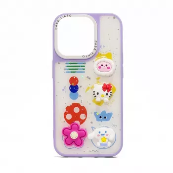 iLike Apple iPhone 15 Pro Max Epoxy Cartoon -kuori violetti