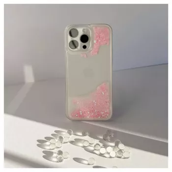iLike Apple iPhone 15 Pro Max silikonikotelo Water Glitter pinkki