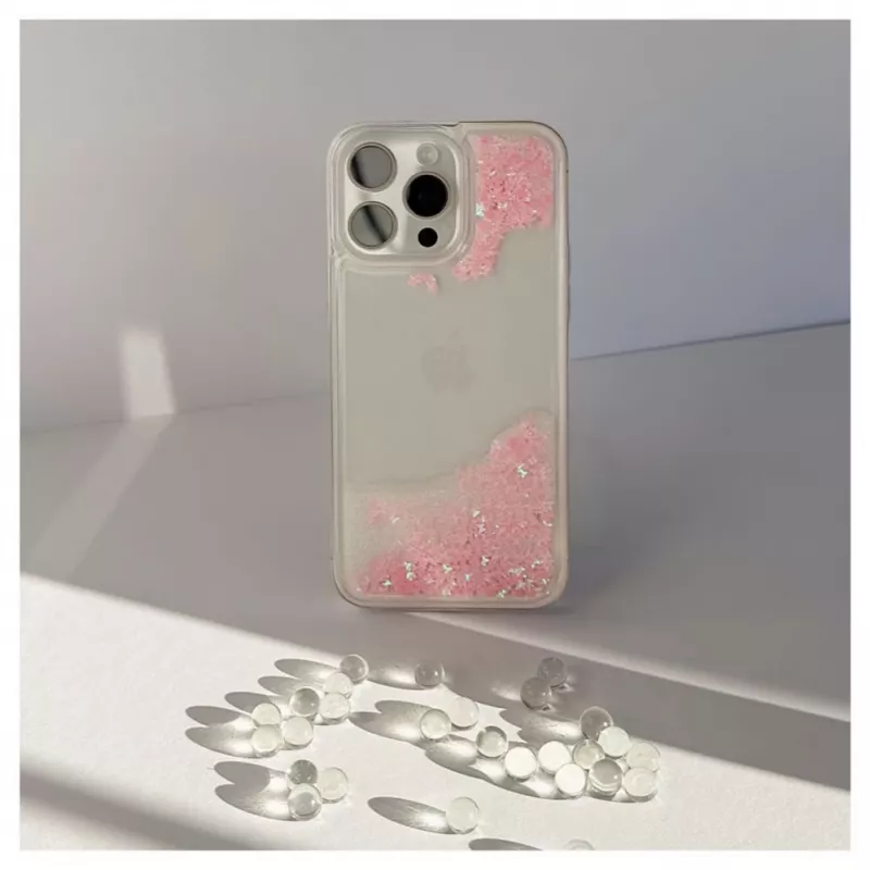 iLike Apple iPhone 15 Pro Max silikonikotelo Water Glitter pinkki