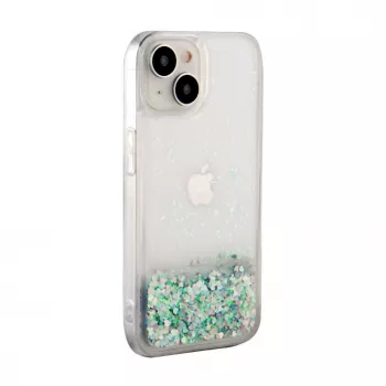 iLike Apple iPhone 15 silikonikotelo Water Glitter hopea