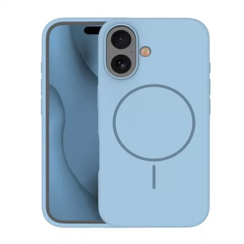 iLike Apple iPhone 16 Soft Touch -silikonikotelo MagSafe-yhteensopiva vaaleansininen