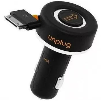 iLike CCU1000IPH kompakti iPod iPhone 4 4S 30Pin pikalaturi 1A autolaturi kelautuvalla kaapelilla musta