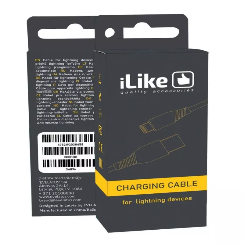 iLike latauskaapeli Lightning-laitteille CCI01 musta