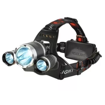 iLike CP-HDL-BK otsalamppu, 3x LED CREE valo, tehokas kaukovalo, musta