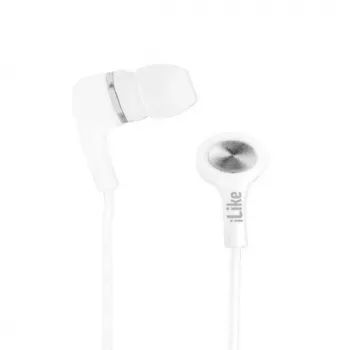 iLike IEA01WH johdolliset in-ear-kuulokkeet mikrofonilla ja johdossa olevilla säätimillä, 3,5 mm liitäntä, valkoinen