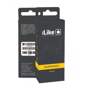 iLike IEA01WH johdolliset in-ear-kuulokkeet mikrofonilla ja johdossa olevilla säätimillä, 3,5 mm liitäntä, valkoinen