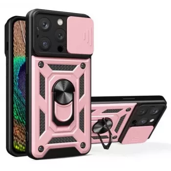 iLike iPhone 14 Pro Max Armor Camshield -kotelo pinkki