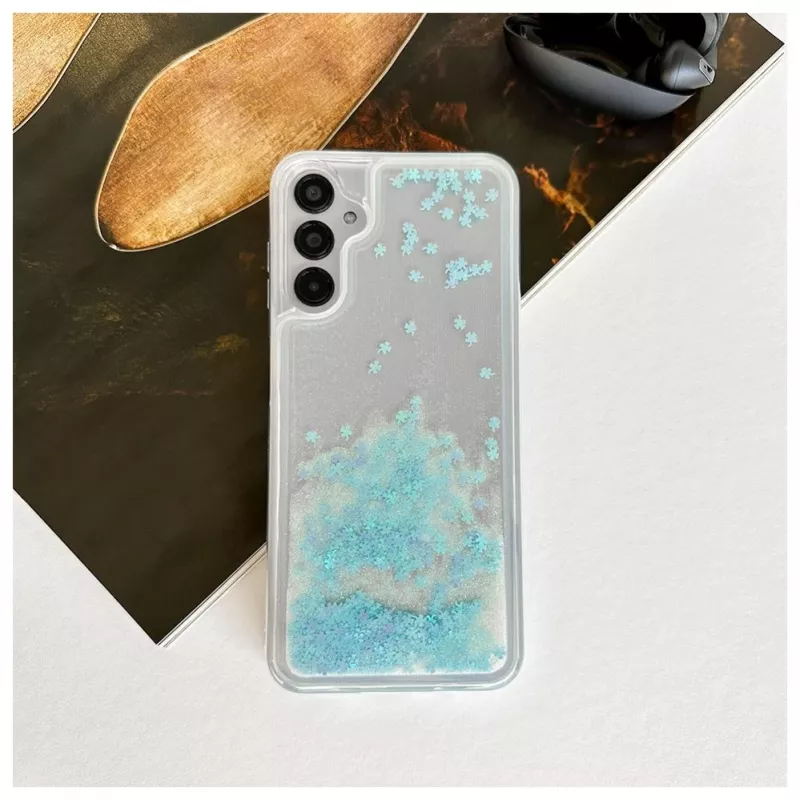 iLike Samsung Galaxy A14 5G silikonikuori Water Glitter sininen