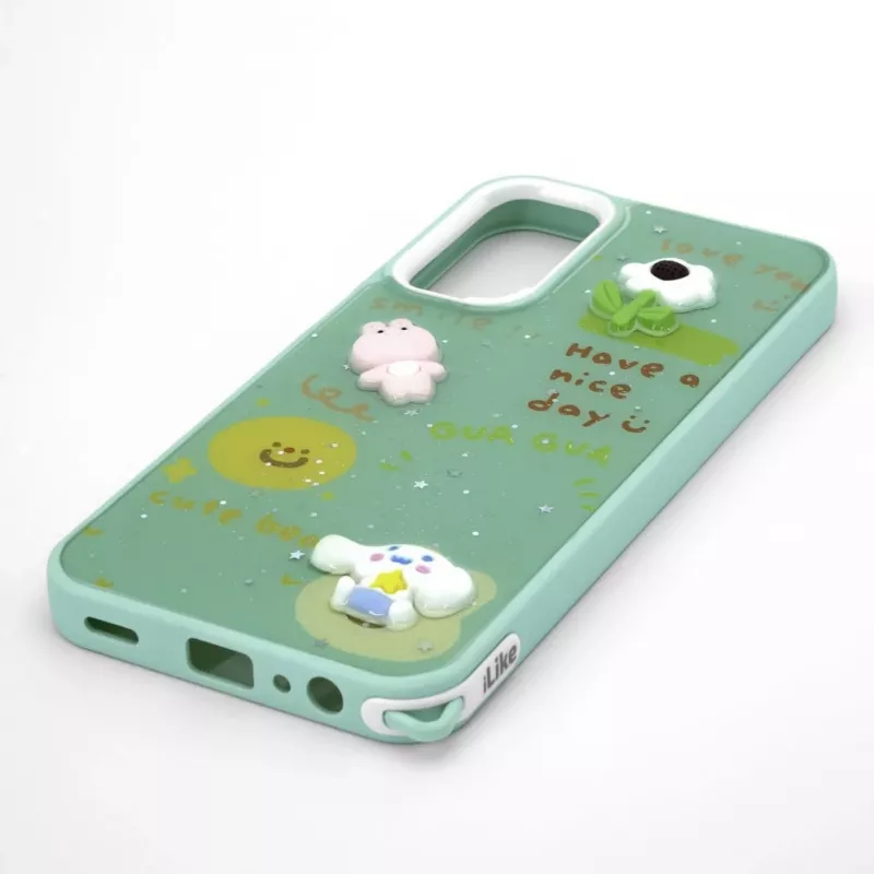 iLike Samsung Galaxy A15 Epoxy Cartoon -kotelo vaaleanvihreä