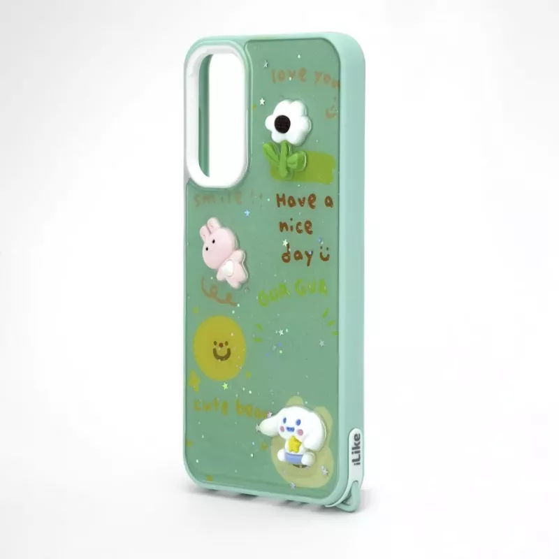 iLike Samsung Galaxy A15 Epoxy Cartoon -kotelo vaaleanvihreä