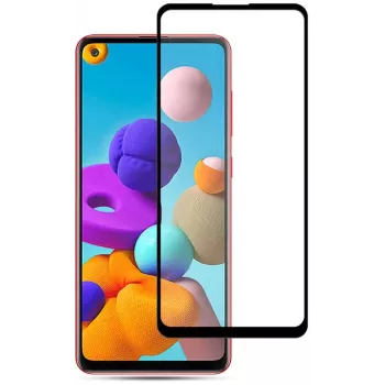 iLike Samsung Galaxy A21s 2.5D musta kehys Full Glue karkaistu lasi näytönsuojakalvo