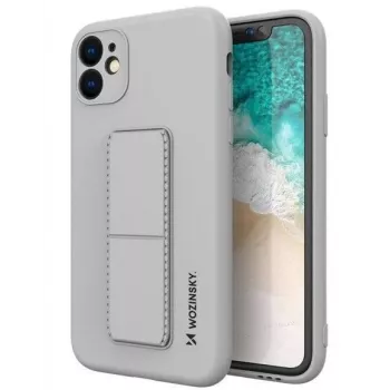 iLike Samsung Galaxy A22 5G Kickstand-kuori silikoniteline harmaa