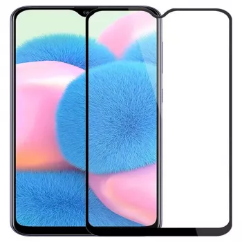 iLike Samsung Galaxy A30s 2.5D musta kehys Full Glue karkaistu lasi -näytönsuojakalvo