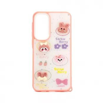 iLike Samsung Galaxy A55 Epoxy Cartoon -kuori valkoinen pinkki