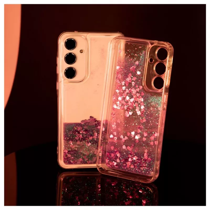 iLike Samsung Galaxy A55 silikonikotelo Water Glitter pinkki
