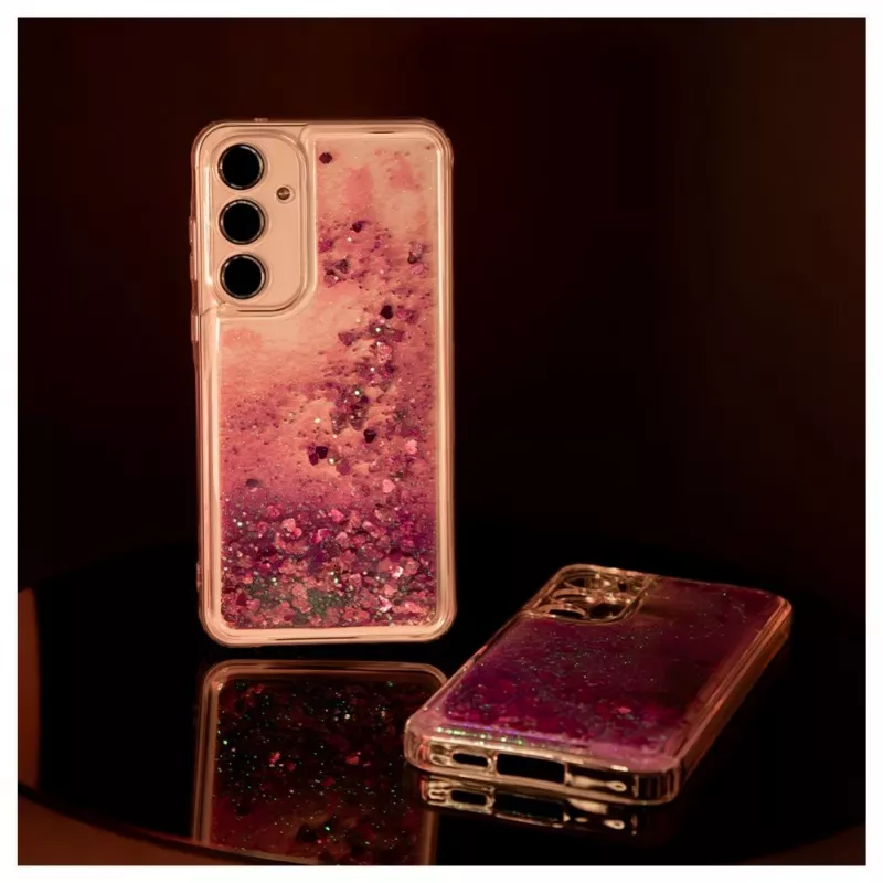 iLike Samsung Galaxy A55 silikonikotelo Water Glitter pinkki