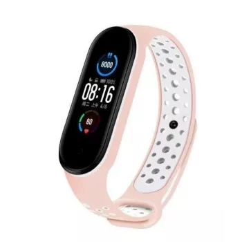 iLike silikoniranneke Xiaomi Mi Band 5 Dots pinkki valkoinen