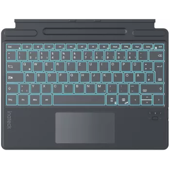Inateck Surface Pro 8/9/X/11 näppäimistö – harmaa, saksalainen QWERTZ, taustavalaistu kosketuslevyllä